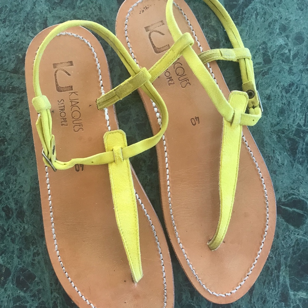 K. Jacques Lime Green leather suede sandals 40